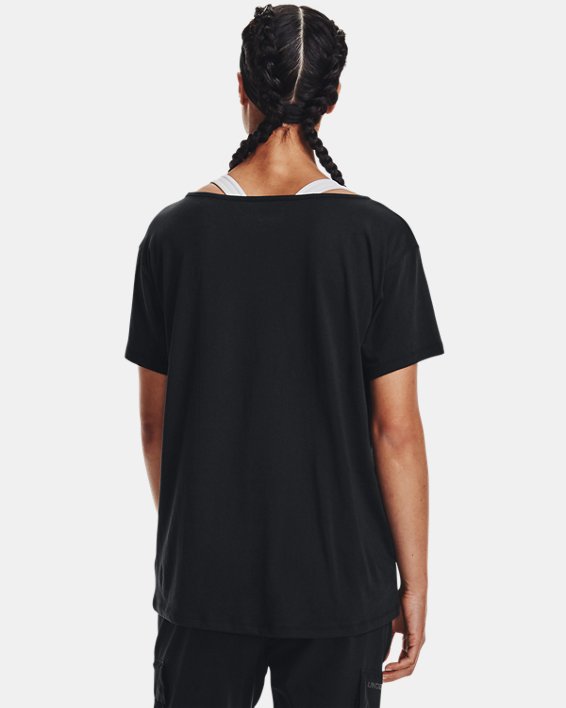 T-shirt UA Oversized Wordmark Graphic pour femme, Black, pdpMainDesktop image number 1